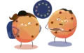 Cookie System illustration (Two cookies with an EU flag).